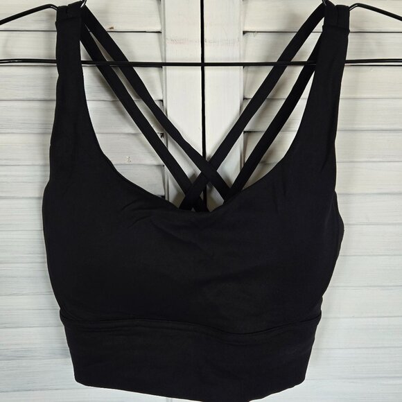 Other - NWOT BLACK NYLON/SPANDEX CLASSIC BLACK DOUBLE RACERBACK PADDED SPORTS BRA SIZE M